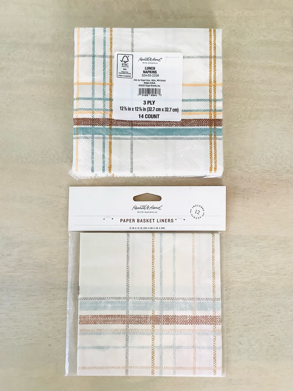 Hearth Hand Magnolia Casual Plaid Napkins + Basket Liners